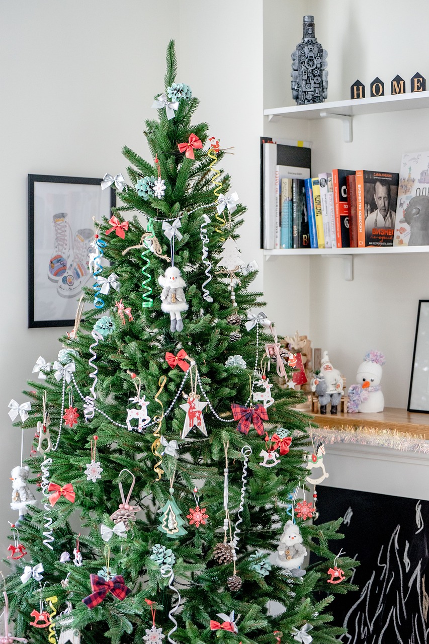 Heartwarming Family Around a Christmas Tree Cartoon